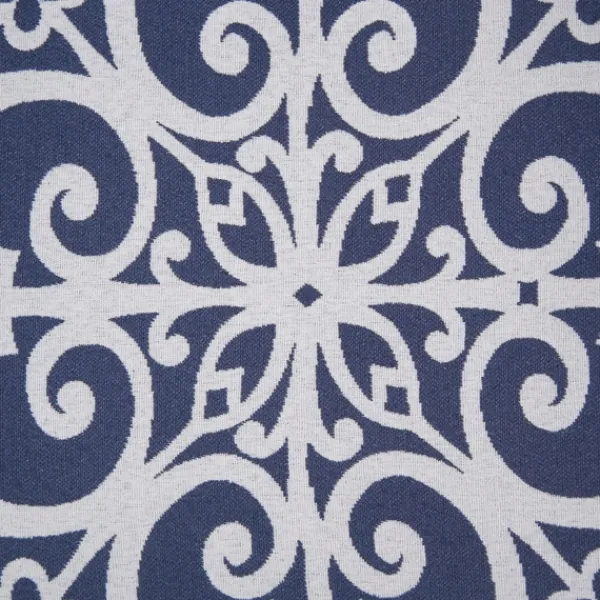 Accent Chairs-Kirkland's Home Sky Blue Fretwork Upholstered High Back Recliner Blue/White