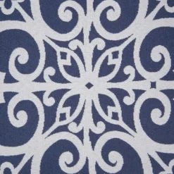 Accent Chairs-Kirkland's Home Sky Blue Fretwork Upholstered High Back Recliner Blue/White