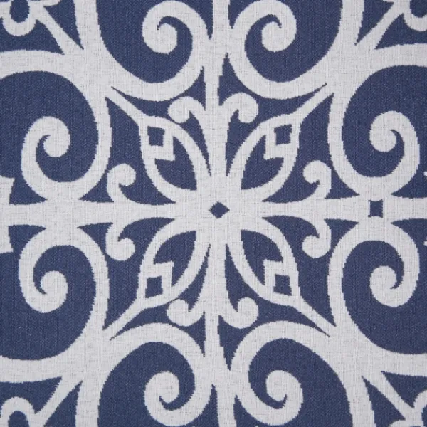 Accent Chairs-Kirkland's Home Sky Blue Fretwork Upholstered High Back Recliner Blue/White