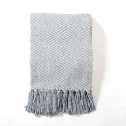 Blankets & Throws-Kirkland's Home Sky Diamond Chenille Throw Blue