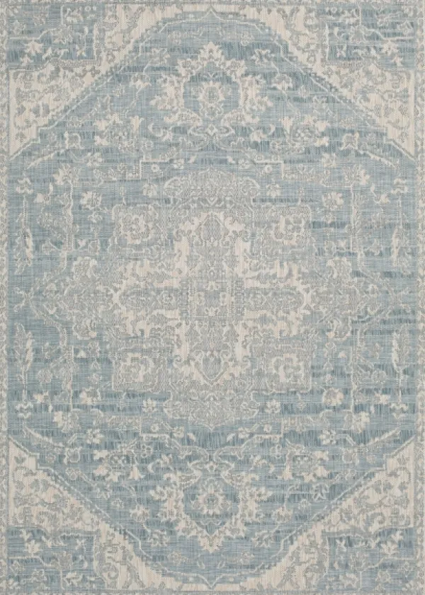 Outdoor Rugs-Kirkland's Home Sky Medallion Lava Indoor/Outdoor Area Rug, 5X7 Blue