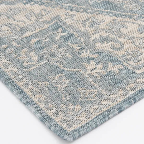 Outdoor Rugs-Kirkland's Home Sky Medallion Lava Indoor/Outdoor Area Rug, 5X7 Blue