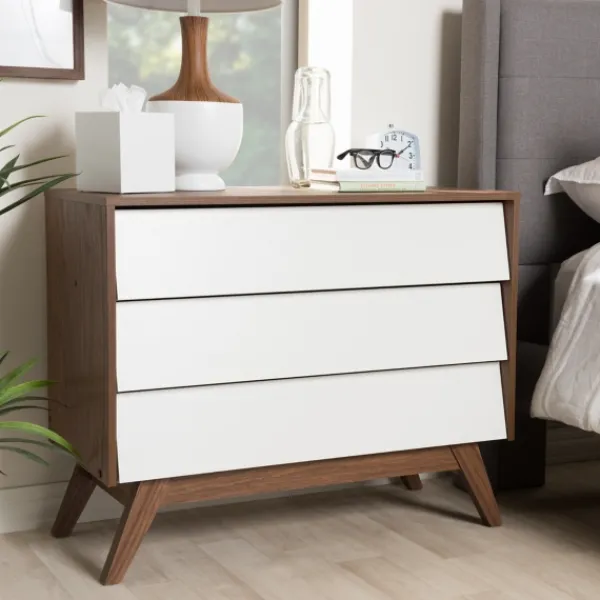 Dressers & Chests-Kirkland's Home Slant Midcentury Two-Tone Chest Brown/White