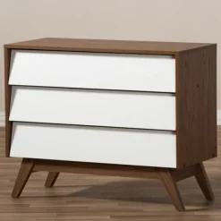 Dressers & Chests-Kirkland's Home Slant Midcentury Two-Tone Chest Brown/White