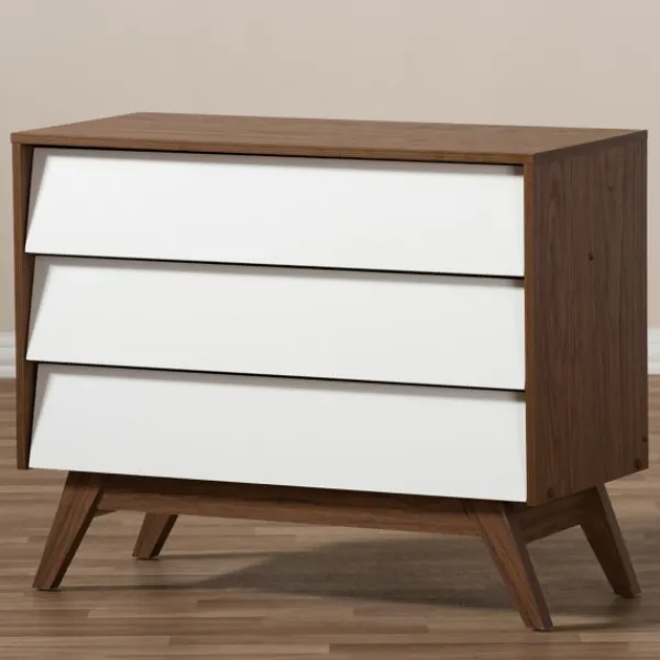 Dressers & Chests-Kirkland's Home Slant Midcentury Two-Tone Chest Brown/White