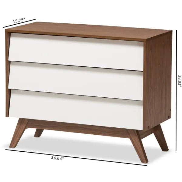 Dressers & Chests-Kirkland's Home Slant Midcentury Two-Tone Chest Brown/White