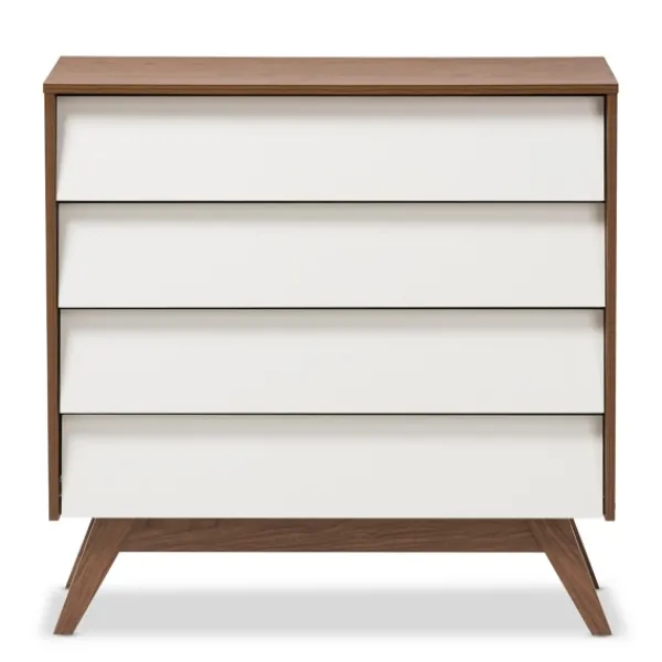 Dressers & Chests-Kirkland's Home Slant Two-Tone Walnut 4-Drawer Chest