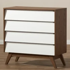Dressers & Chests-Kirkland's Home Slant Two-Tone Walnut 4-Drawer Chest
