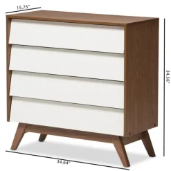 Dressers & Chests-Kirkland's Home Slant Two-Tone Walnut 4-Drawer Chest