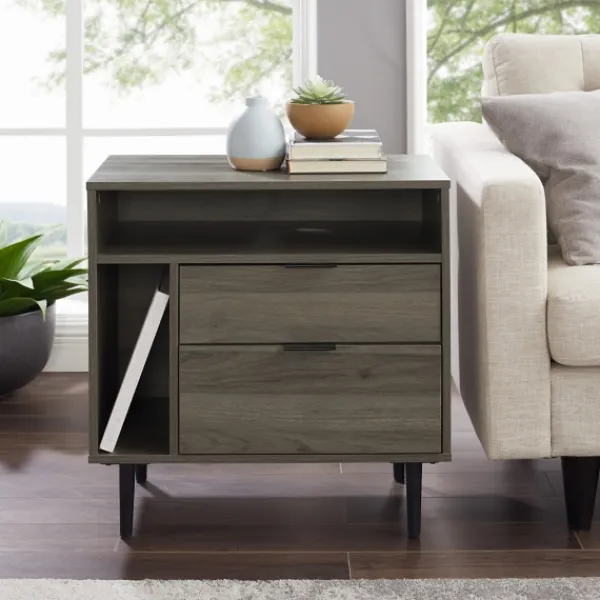 Accent & End Tables-Kirkland's Home Slate Side Table With Cubbies Gray
