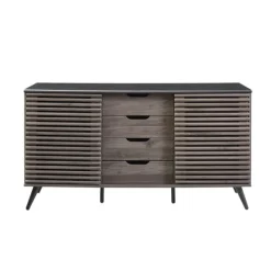 Cabinets & Sideboards-Kirkland's Home Slate Slatted 4-Drawer Cabinet Gray