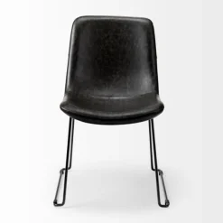 Dining Chairs-Kirkland's Home Slate Vegan Leather Bucket Dining Chairs, Set Of 2 Black