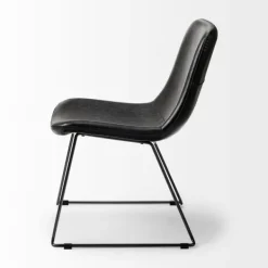 Dining Chairs-Kirkland's Home Slate Vegan Leather Bucket Dining Chairs, Set Of 2 Black