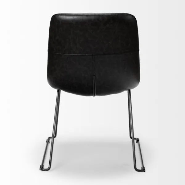 Dining Chairs-Kirkland's Home Slate Vegan Leather Bucket Dining Chairs, Set Of 2 Black