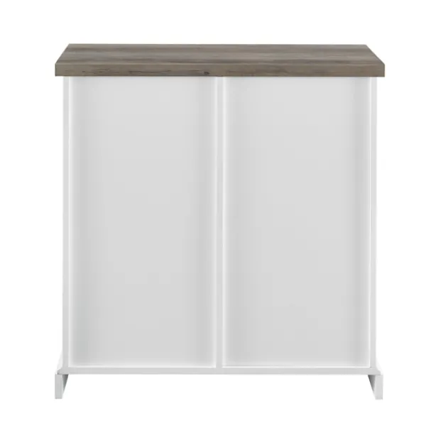Cabinets & Sideboards-Kirkland's Home Slatted Sliding Barn Door White And Cabinet Gray