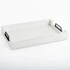 Decorative Trays-Kirkland's Home Slatted Wood & Metal Handles Tray White