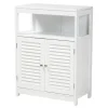Bathroom Furniture-Kirkland's Home Slatted Wood Bathroom Cabinet White