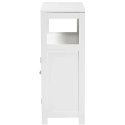 Bathroom Furniture-Kirkland's Home Slatted Wood Bathroom Cabinet White