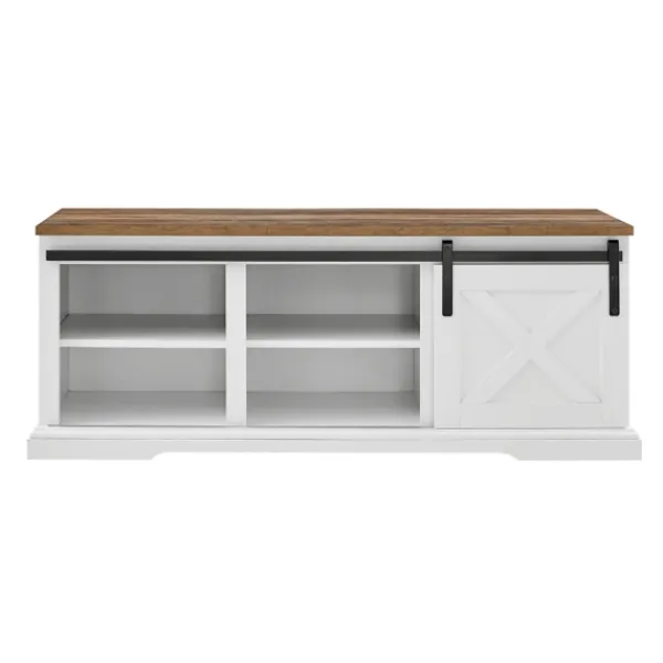 Entryway Furniture-Kirkland's Home Sliding Barn Door Bench White