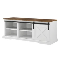 Entryway Furniture-Kirkland's Home Sliding Barn Door Bench White