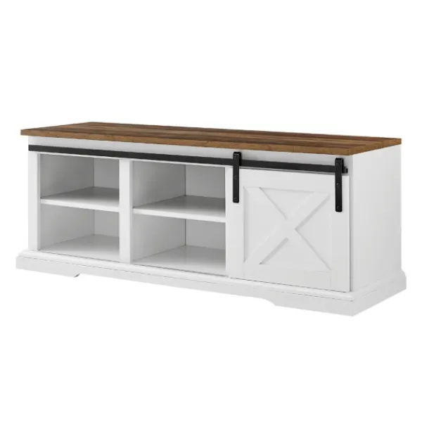 Entryway Furniture-Kirkland's Home Sliding Barn Door Bench White