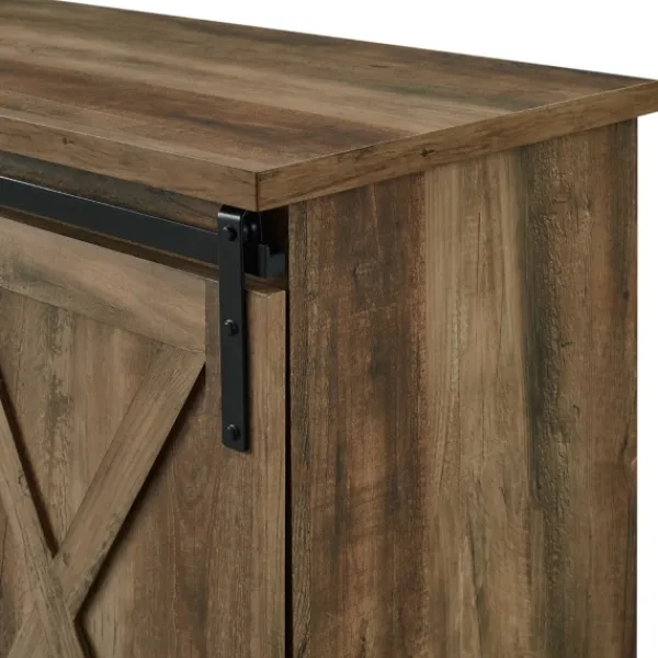 Tv Stands & Media Consoles-Kirkland's Home Sliding Barn Door Open Shelf Oak Tv Stand Brown