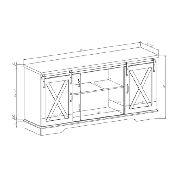 Tv Stands & Media Consoles-Kirkland's Home Sliding Barn Door Open Shelf Oak Tv Stand Brown