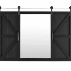 Decorative Mirrors-Kirkland's Home Sliding Barn Door Wall Mirror Black