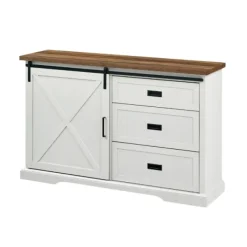 Cabinets & Sideboards-Kirkland's Home Sliding Door And 3-Drawer Sideboard White