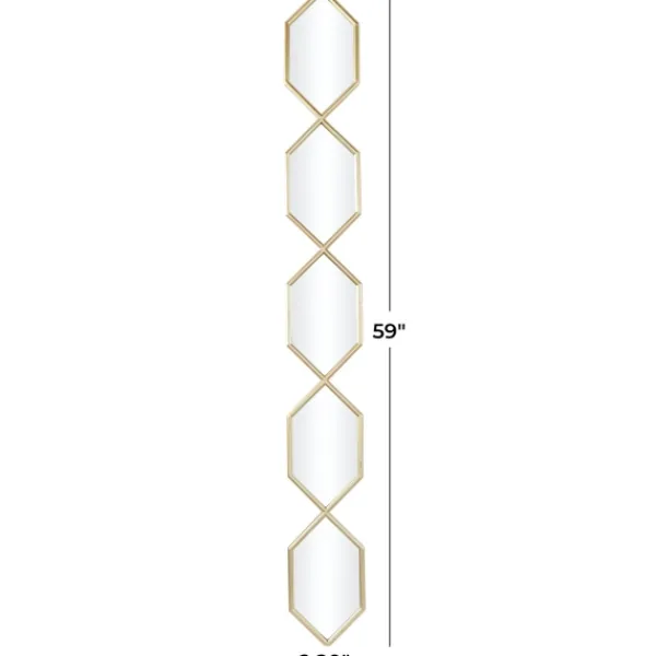 Decorative Mirrors-Kirkland's Home Slim Stacked Hexagons Wall Mirror Gold