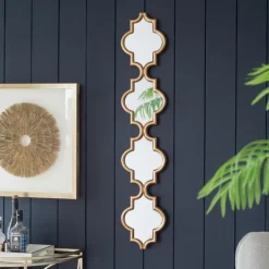 Decorative Mirrors-Kirkland's Home Slim Stacked Trellis Wall Mirror Gold