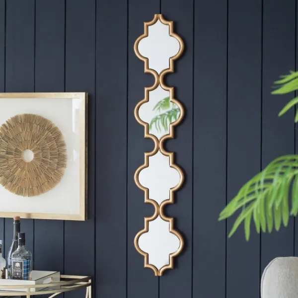 Decorative Mirrors-Kirkland's Home Slim Stacked Trellis Wall Mirror Gold