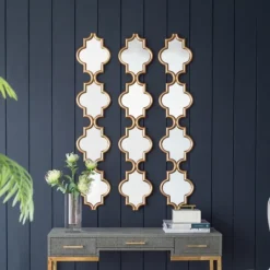 Decorative Mirrors-Kirkland's Home Slim Stacked Trellis Wall Mirror Gold