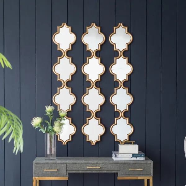 Decorative Mirrors-Kirkland's Home Slim Stacked Trellis Wall Mirror Gold