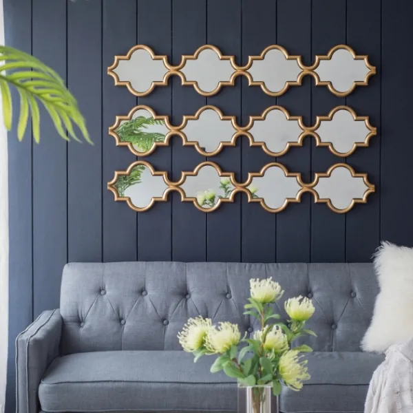 Decorative Mirrors-Kirkland's Home Slim Stacked Trellis Wall Mirror Gold