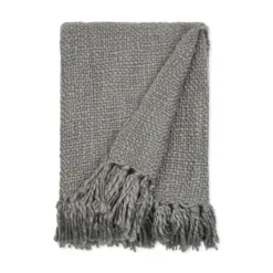 Blankets & Throws-Kirkland's Home Slubbed Yarn Throw Gray