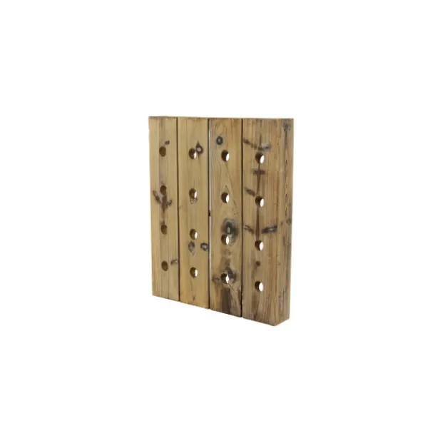 Decorative Accents-Kirkland's Home Small Rustic Barn Wood Wine Bottle Holder Brown