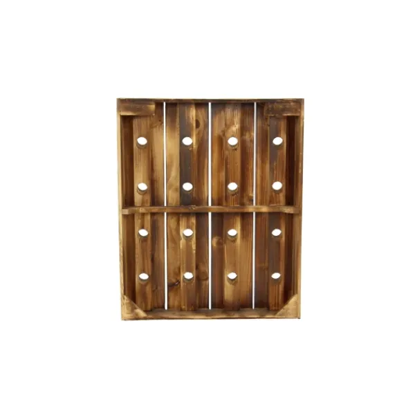 Decorative Accents-Kirkland's Home Small Rustic Barn Wood Wine Bottle Holder Brown