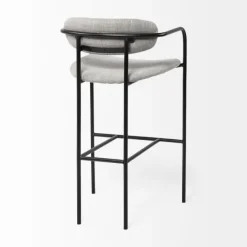Bar Stools & Counter Height Stools-Kirkland's Home Smoke Arm Rest Upholstered Bar Stool Gray