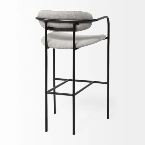 Bar Stools & Counter Height Stools-Kirkland's Home Smoke Arm Rest Upholstered Bar Stool Gray