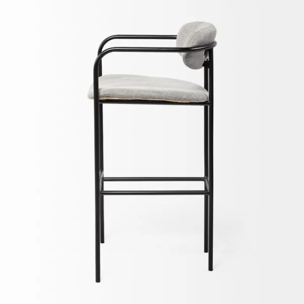Bar Stools & Counter Height Stools-Kirkland's Home Smoke Arm Rest Upholstered Bar Stool Gray