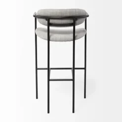 Bar Stools & Counter Height Stools-Kirkland's Home Smoke Arm Rest Upholstered Bar Stool Gray