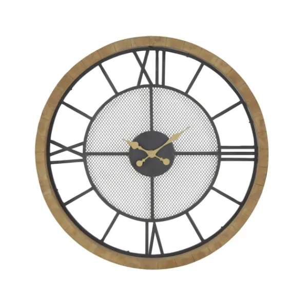 Clocks-Kirkland's Home Smoke Gray Vintage Matte Mesh Wall Clock