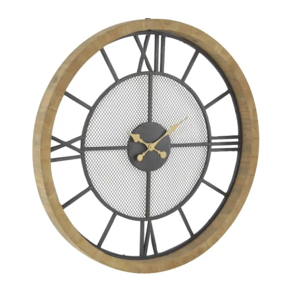 Clocks-Kirkland's Home Smoke Gray Vintage Matte Mesh Wall Clock