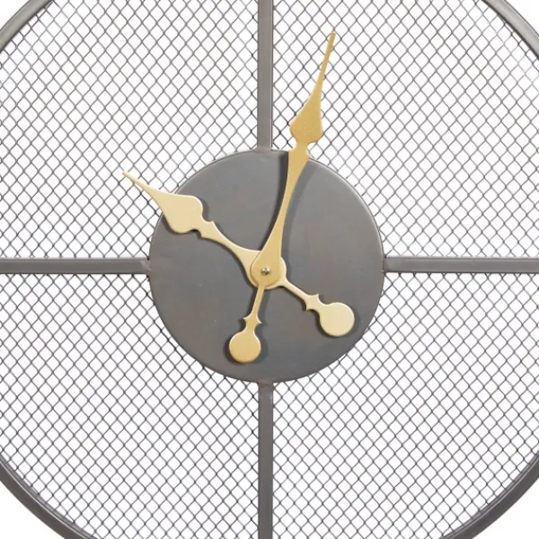 Clocks-Kirkland's Home Smoke Gray Vintage Matte Mesh Wall Clock