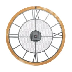 Clocks-Kirkland's Home Smoke Gray Vintage Matte Mesh Wall Clock
