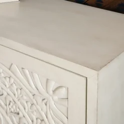 Cabinets & Sideboards-Kirkland's Home Smokey Resin Medallion Door Cabinet White