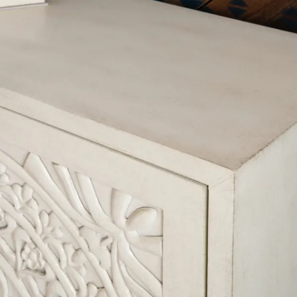 Cabinets & Sideboards-Kirkland's Home Smokey Resin Medallion Door Cabinet White