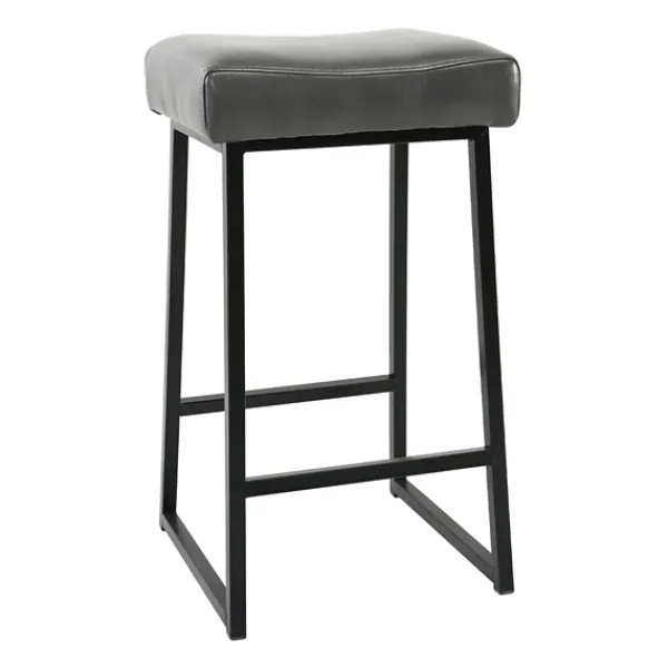 Bar Stools & Counter Height Stools-Kirkland's Home Smokey Vegan Leather Counter Stools, Set Of 2 Gray
