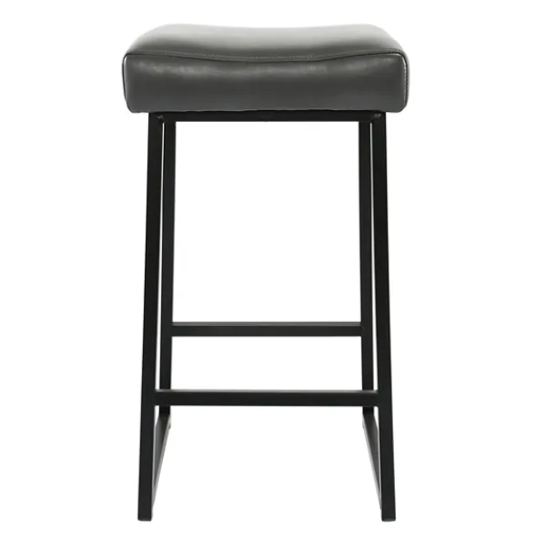 Bar Stools & Counter Height Stools-Kirkland's Home Smokey Vegan Leather Counter Stools, Set Of 2 Gray